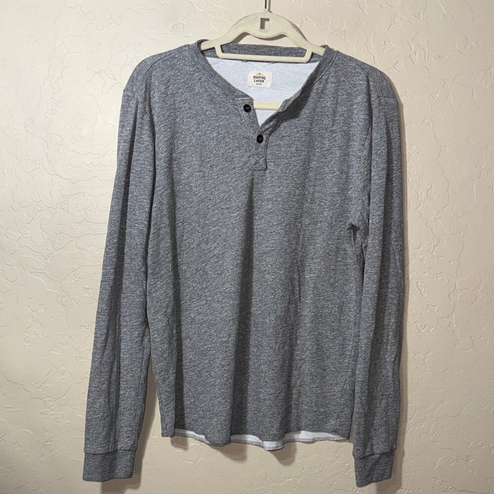 Marine Layer men’s heather gray Henley long sleeve tee size medium